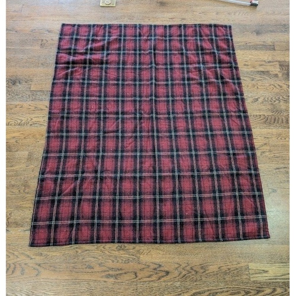 Vtg Woolrich Home Sherpa Fleece Throw Blanket 58x46 Wool Blend Cabin Lodge Plaid